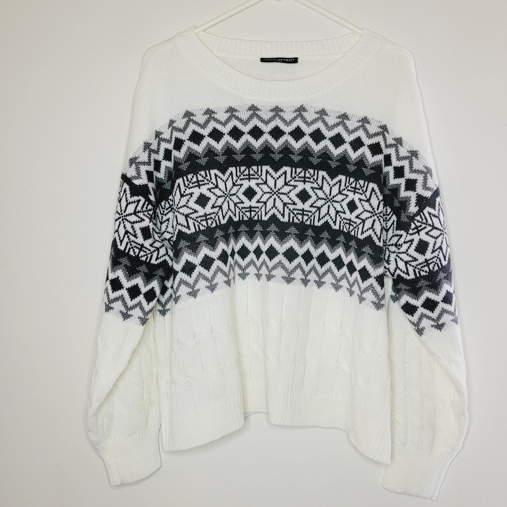 Lane Bryant Snow Sweater Women's White Size 18 Classic Cropped Long Sleeve Cute